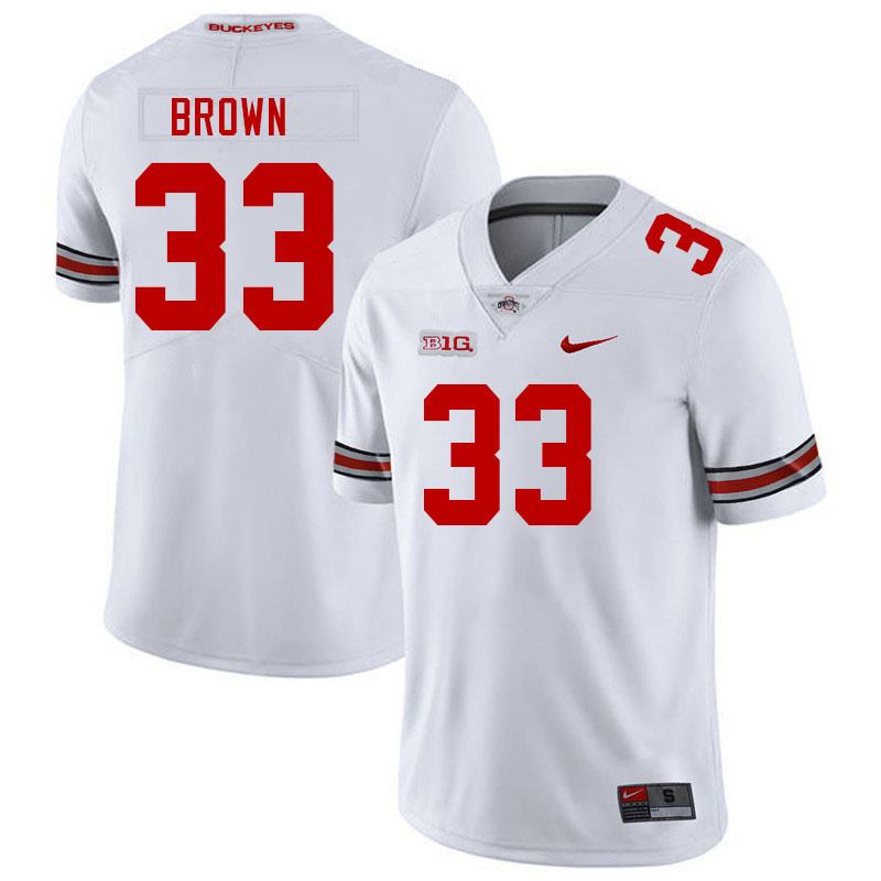 Ohio State Buckeyes Devin Brown Men's #33 White Authentic Stitched College Football Jersey